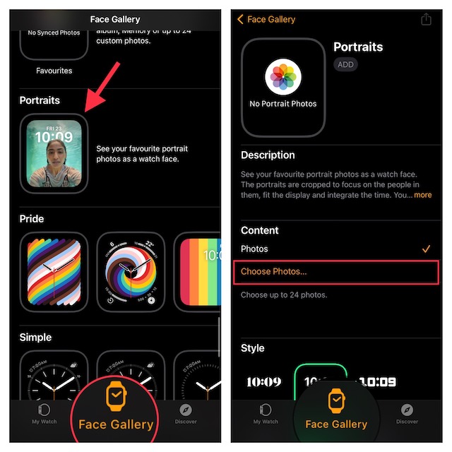 قم بإعداد وجه Portraits Watch على Apple Watch