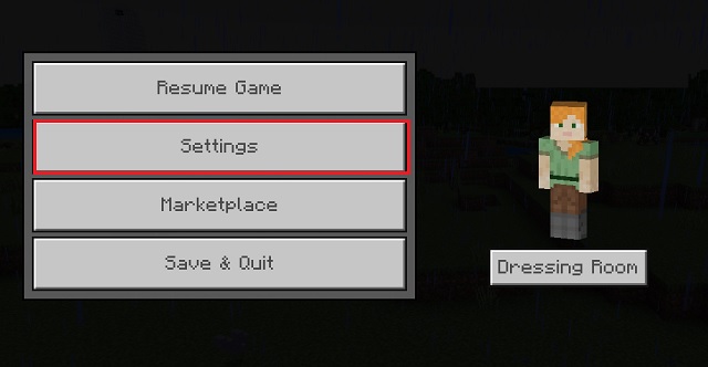 Settings in Bedrock Pause Menu