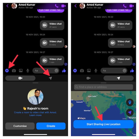 Share Your Location on iPhone Using Messenger