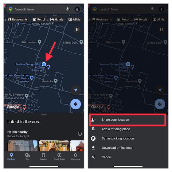 Share your Location using Google Maps on iPhone