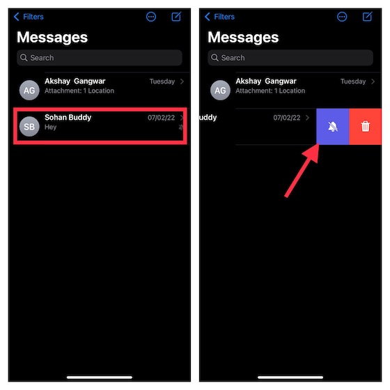 Silence Specific Conversation Threads in Messages on iPhone 