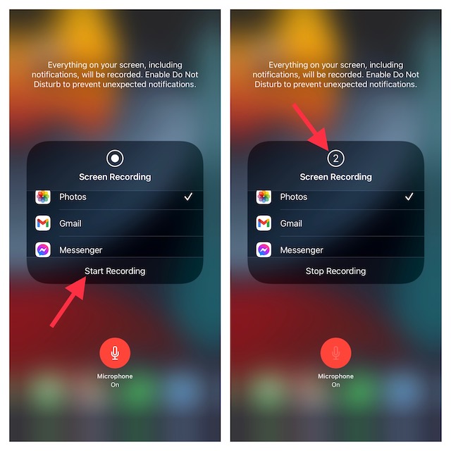 Start screen recording on iPhone and iPad