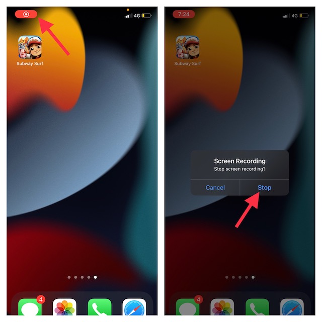 Stop screen recording on iPhone and iPad