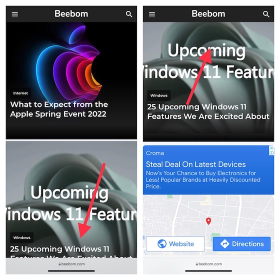 Take overlapping screenshots on iOS
