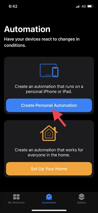 Tippen Sie Auf Persönliche Automatisierung Erstellen