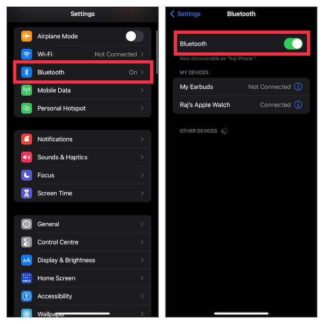 How to turn online on apple watch bluetooth