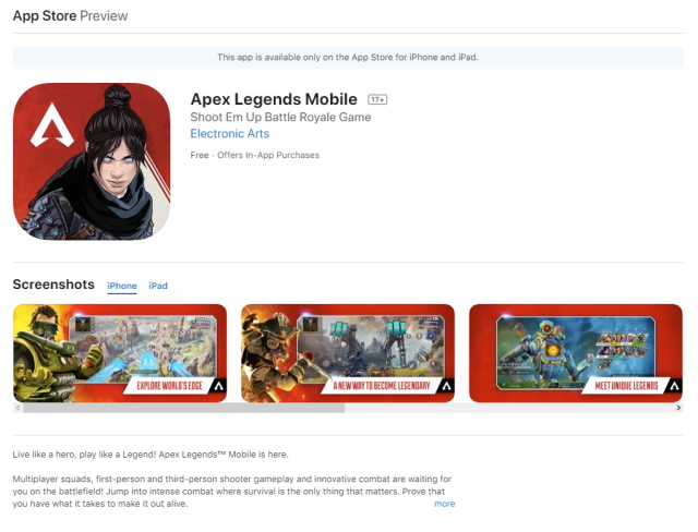 apex legends moble ios