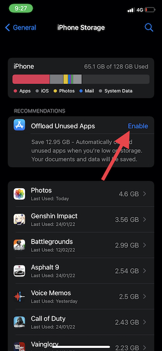automatically offload apps on iOS