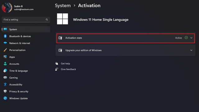 check activation state on windows 11