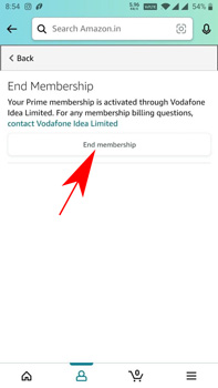 end prime video subscription from amazon app