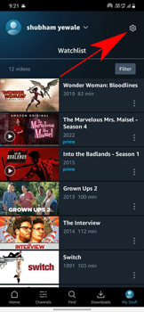 open settings in prime video app