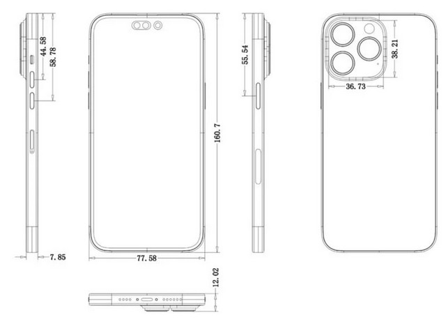 iPhone 14 Pro و 14 Pro Max Schematics تظهر نتوء أكبر للكاميرا ؛  يقول Kuo إنه بسبب عدسة 48MP