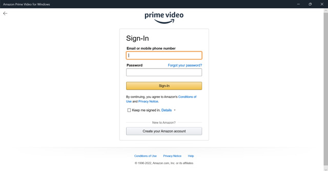 log in to prime videos app