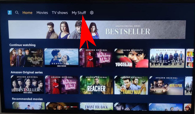 My stuff section on prime video smart tv application