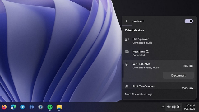new bluetooth menu windows 11 expanded