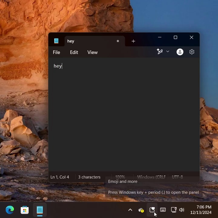 new emoji panel in windows 11 taskbar