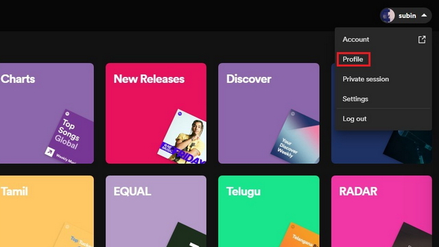 open your spotify profile desktop