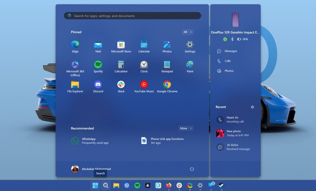 phone companion in start menu windows 11