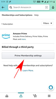 prime membership settings button