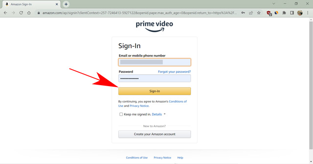 sign in to prime video account