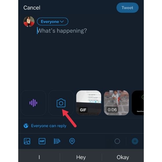 create tweet camera icon