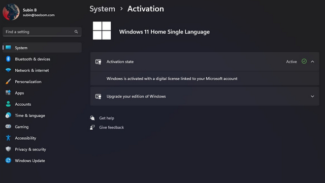 Windows 11 activation