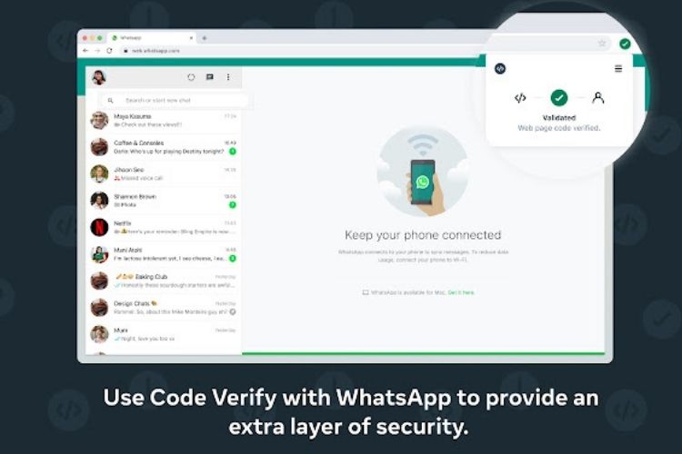 whatsapp code verify extension announced