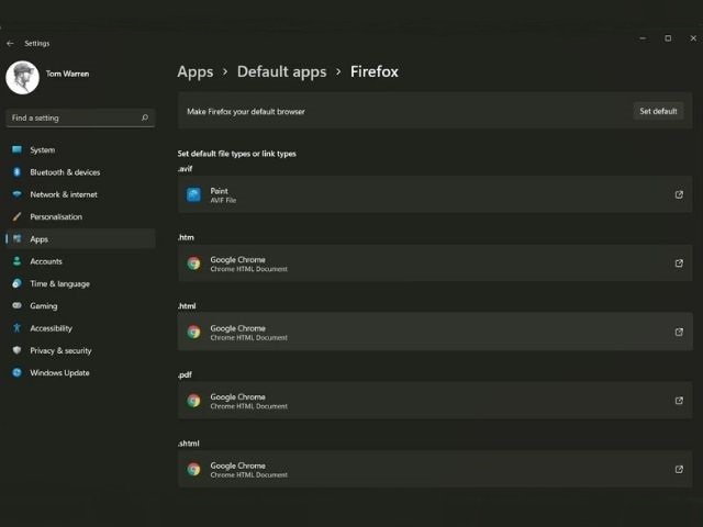 windows 11 set default browser