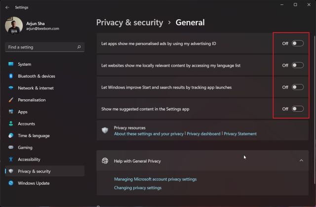 Change Key Windows Settings to Protect Your Privacy on Windows 11 (2022)