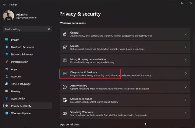 3. Disable Sending Of Diagnostic Data