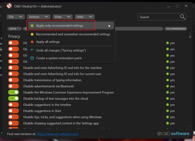 10. Protect Your Privacy On Windows 11 With O&Amp;O Shutup10++