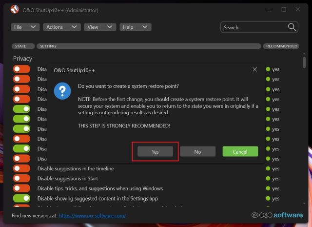 10. Protect Your Privacy on Windows 11 With O&O ShutUp10++