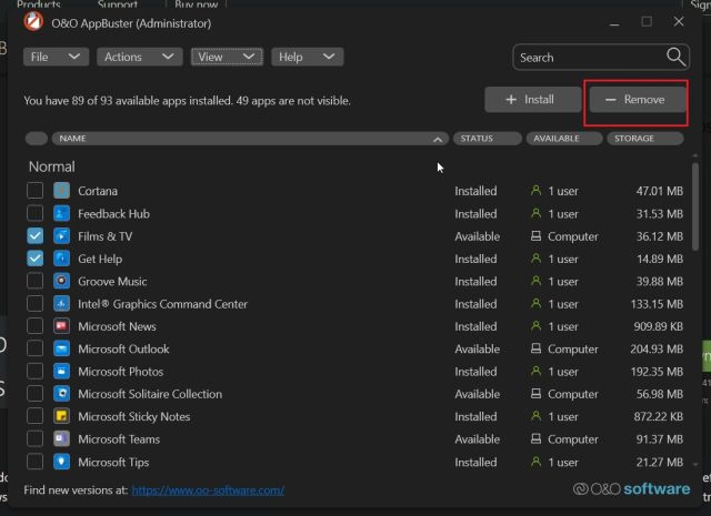 Supprimer Les Applications Système Et Masquées Sur Windows 11 Avec O&Amp;O Appbuster