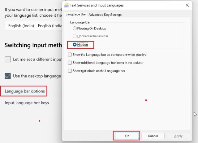 desktop language bar