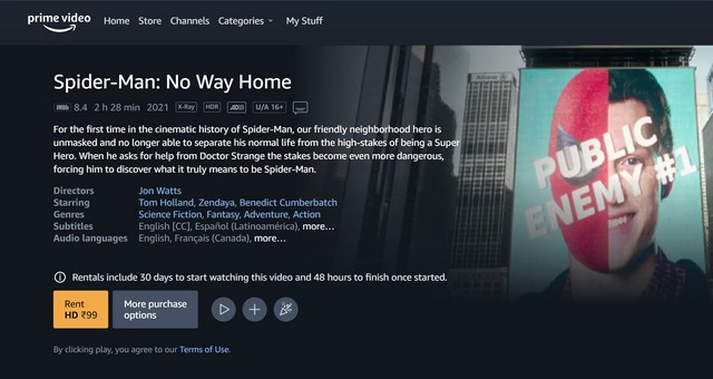 Spider-Man No Way Home, The Batman on  Prime Video in India! But you  have to RENT it