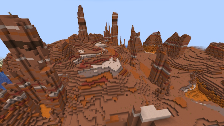 Eroded Badlands biome in Minecraft