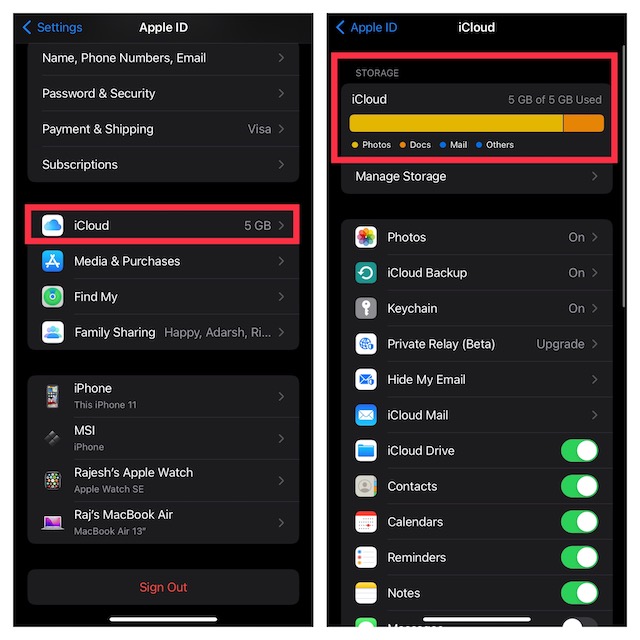 Check iCloud storage on iPhone and iPad
