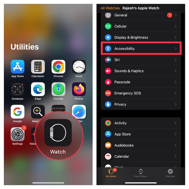 Choose Accessibility in Watch app