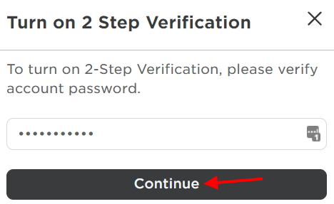 verify password to enable two-factor authentication