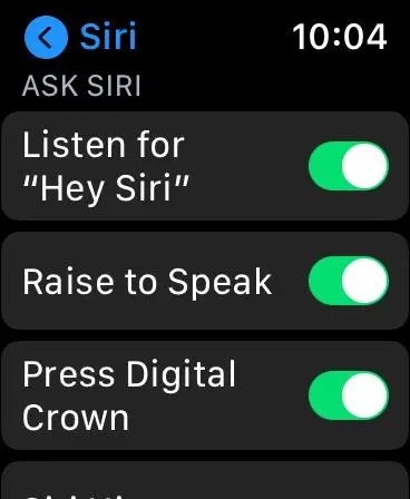 Enable Hey Siri on Apple Watch 