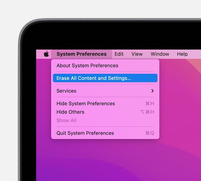 Erase your Mac in macOS Monterey 