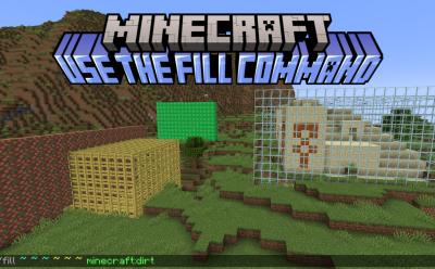 Cuboids made of various in game blocks made with the fill command in Minecraft