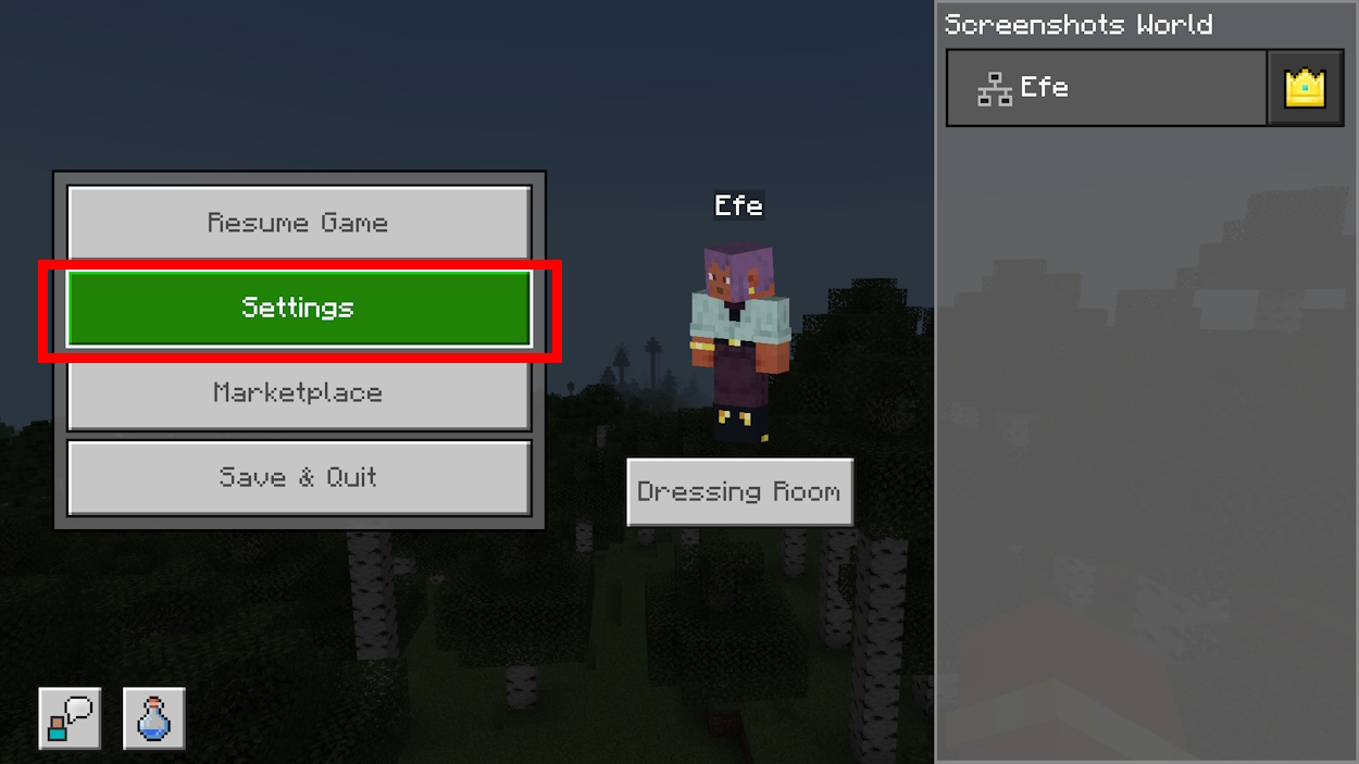 Pause menu in the Minecraft Bedrock edition