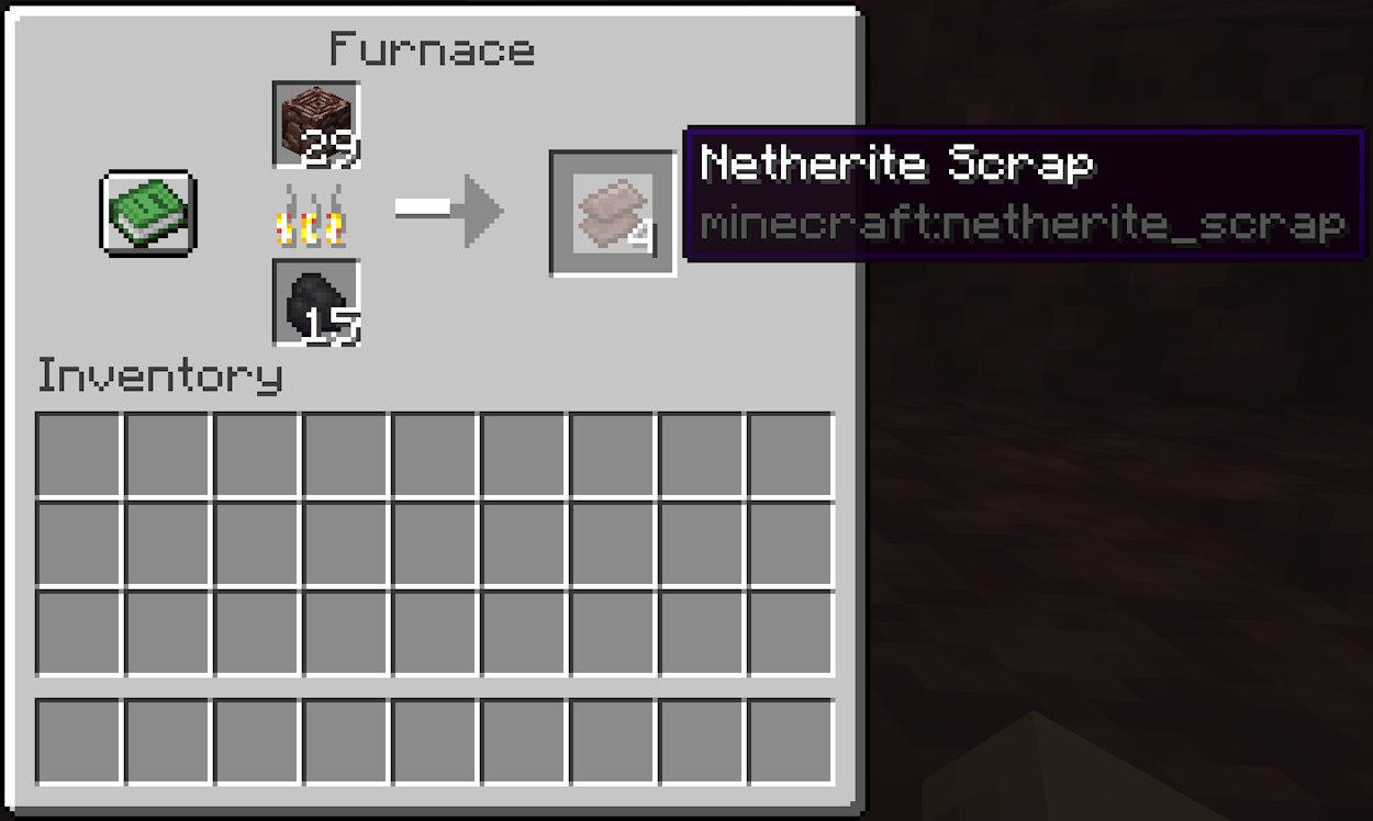 Smelting ancient debris into netherite scrap in Minecraft