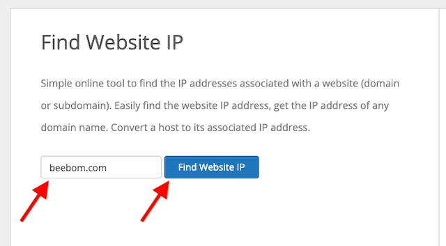 Temukan alamat IP situs web