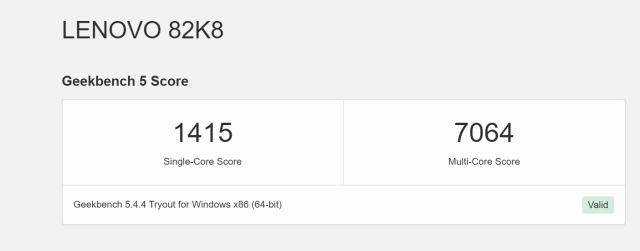 Geekbench 5 Legion 7 Slim