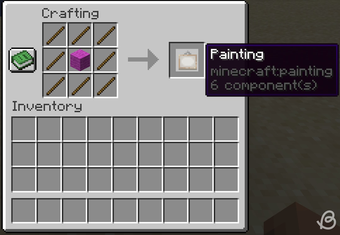 Crafting recipe for a Minecraft painting