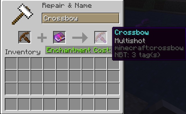 Multishot crossbow enchantment