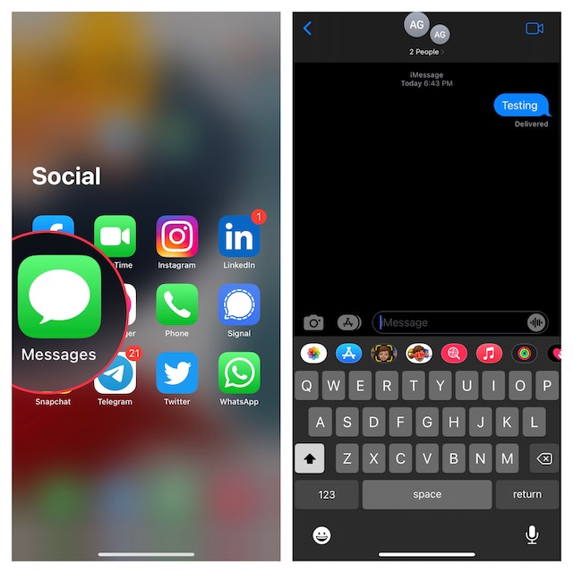 Open Messages app on your iPhone