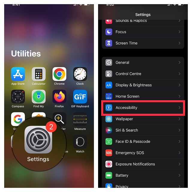 Open Settings and choose Accessibility